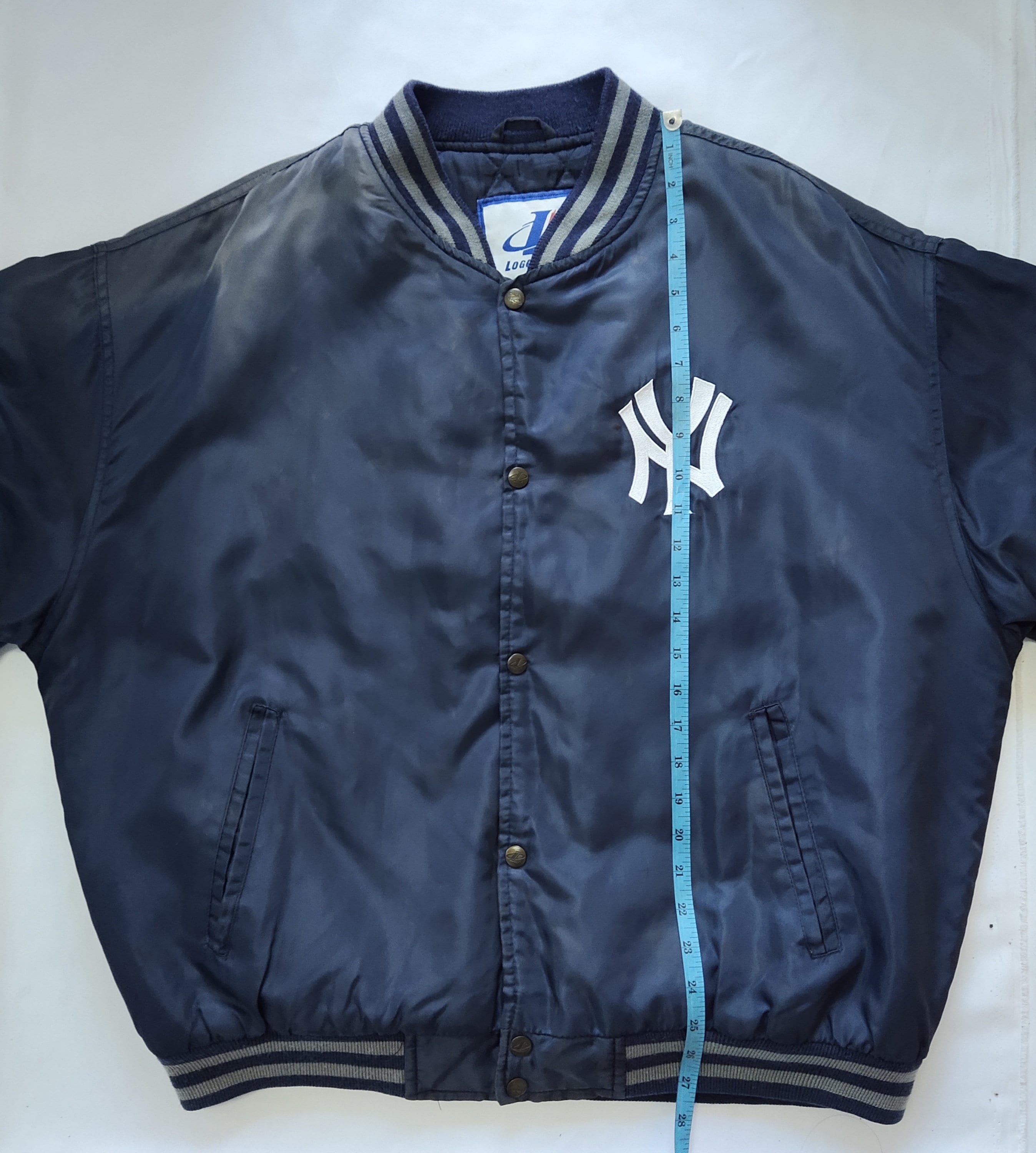 RARE Vintage 90s Distressed New York Yankees Satin Jacket by Logo