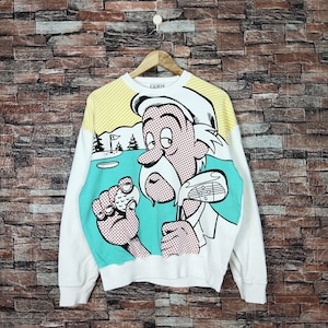 Vintage 90s Distressed Golf Sweatshirt Golf Crewneck Golf Pullover Golf Jumper Golf Sweater Printed Logo White Color Men’s S
