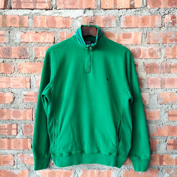 Vintage 90s Polo Ralph Lauren Sweatshirt Polo Crewneck Polo Pullover Polo Jumper Polo Sweater Embroidery Logo Green Color Women’s Fit M