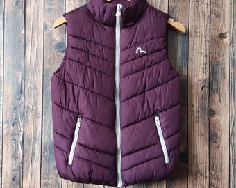 Vintage Evisu Vest Evisu Puffer Evisu Sleeveless Evisu Jacket Evisu Pullover Embroidery Logo Maroon Color Women’s Fit S