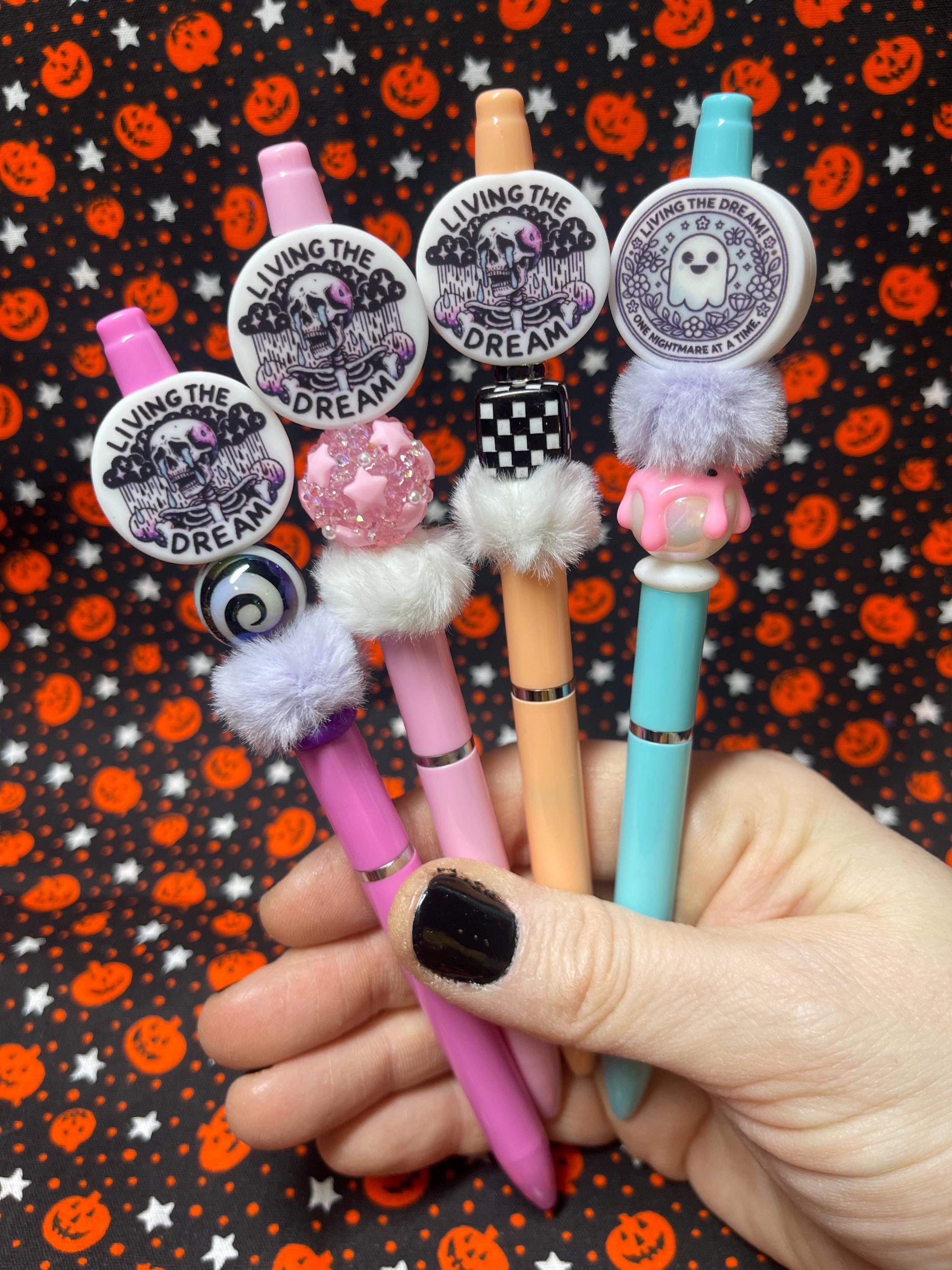 Living The Dream Skeleton Pen/Spooky Skeleton Pen/Spooky Cute Stationary/Spooky Lover Gift/Spooky Pen