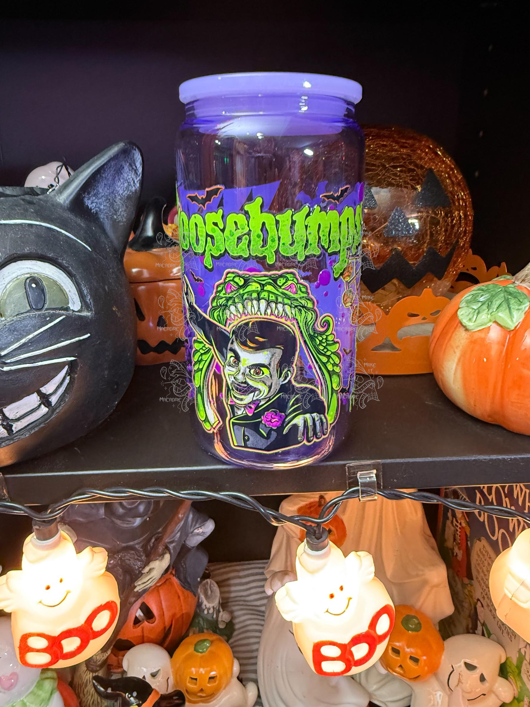 90's Scary Books Halloween Cup/16 Oz Glass Cup/90's Halloween/90's Kids