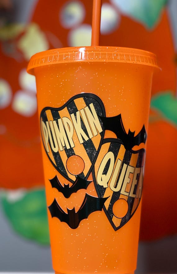 Pumpkin Queen Cup/24 Oz Plastic Cup/ Halloween Cup/Halloween Lover Cup/Reusable Cup