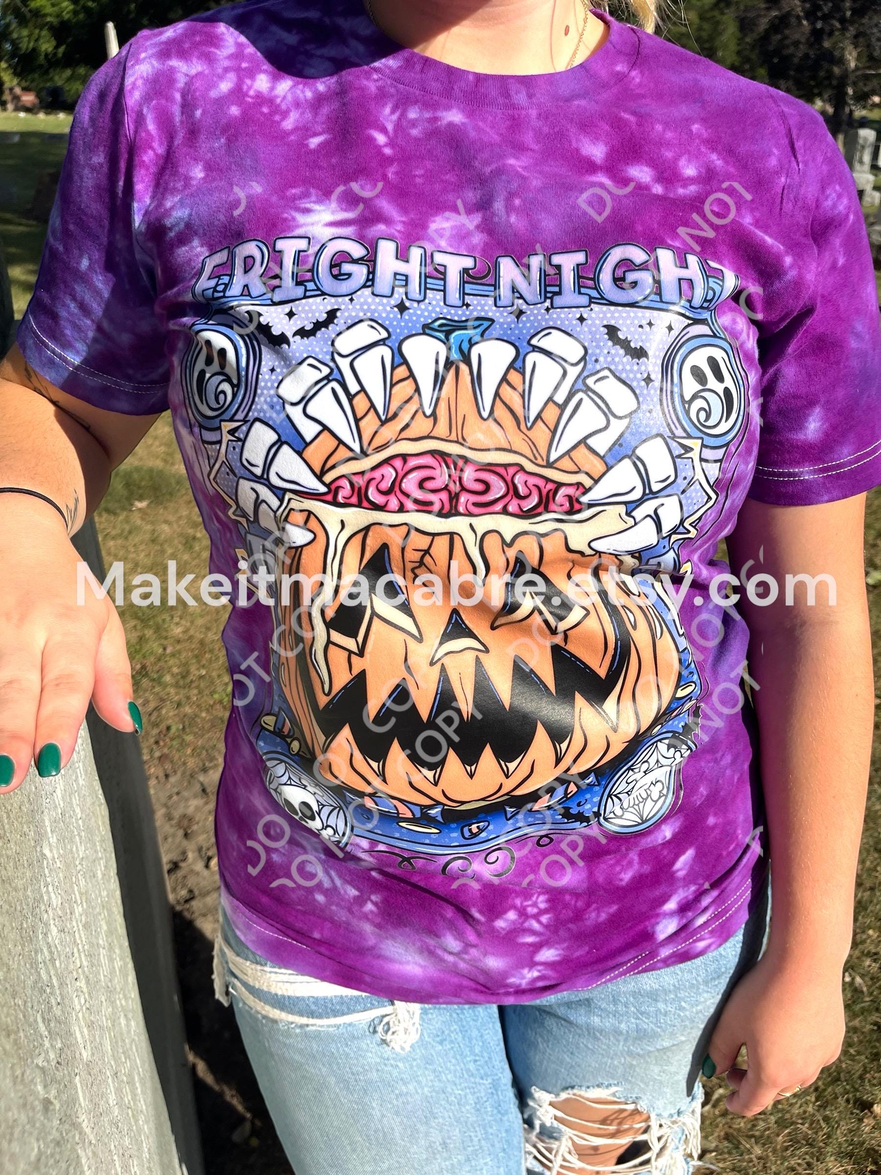 Fright Night Halloween Shirt/Jack O Lantern Shirt/Tie Dye Shirt/Halloween Shirt/Unisex Shirt/Spooky Cute Halloween Shirt