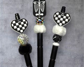 Goth Girl Pens/Spooky Cute Stationary/Spooky Lover Gift/Spooky Pen