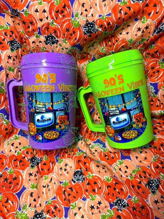 DOUBLE SIDED 90's Kid's Halloween Trucker Mug/Spooky Cute Halloween Mug/Retro Halloween Mug