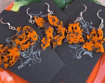 Orange Dangle Earrings/Ghost Earrings/Pumpkin Earrings/Bat Earrings/Dangle Halloween