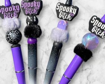 Spooky Pen/Goth Girl Pen/Halloween Pen/Spooky Stationary
