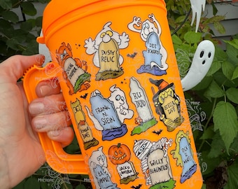 Retro Halloween Trucker Mug/34 Oz Tumbler/Spooky Cute Fall Mug