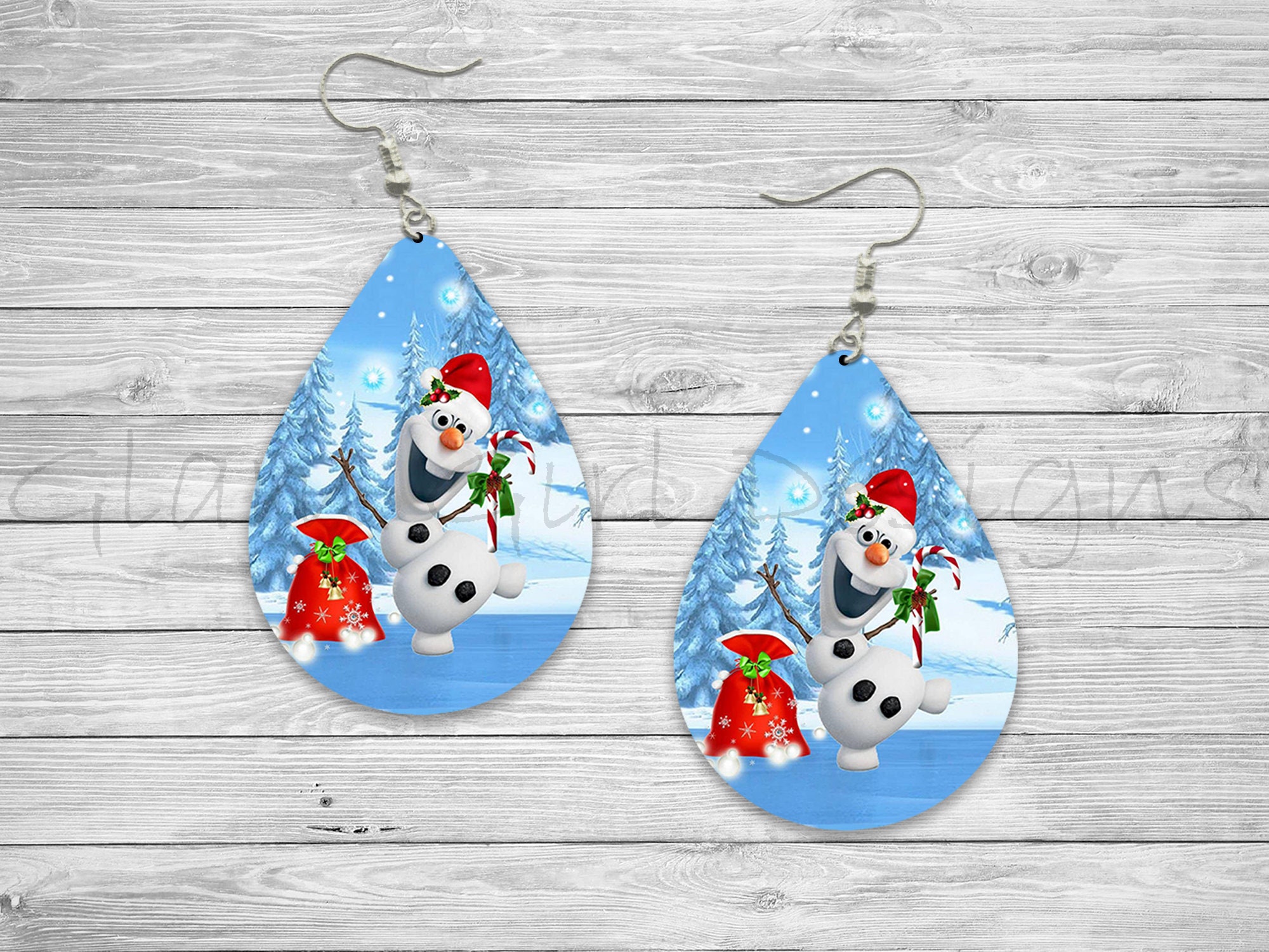 Christmas Sublimation Earring Designs Template PNG Olaf Etsy