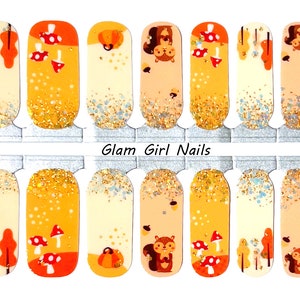 Fall Squirrels Nail Polish Wrap Stickers