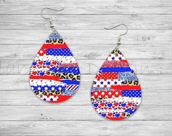 Patriotic ice cream cones faux leather earrings teardrop leather earrings Fourth of July Labor Day Memorial Day
