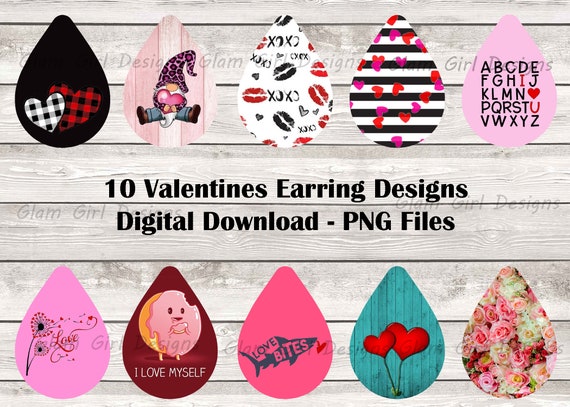 10 Valentines Best Seller Bundle Sublimation Earring Designs Template PNG,  Instant Digital Download, Earring Blanks Design, Printable 