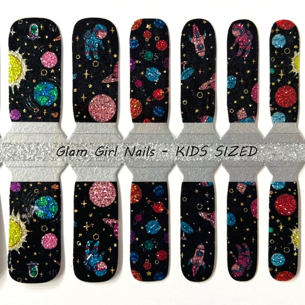 KIDS SIZED Solar System Planets Space Nail Polish Strips / Nail Wraps / Nail Stickers / Accent Nails