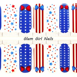 Star Spangled Banner Red White And Blue Memorial Day Picnic Nail Polish Strips / Nail Wraps / Nail Art / No-Dry Nail Polish / Nail Stickers