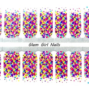 Birthday Confetti Nail Polish Strips / Nail Wraps / Nail Stickers