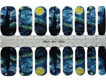 Starry Night Nail Polish Strips / Nail Wraps