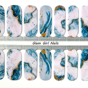 Blue and Gold Marble / Nail Polish Strips / Nail Wraps / Nail Stickers /Nail Art