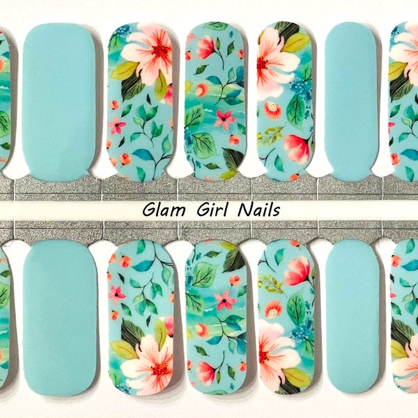 Spring Lilies Floral Nail Polish Strips / Nail Wraps / Nail Art / No-Dry Nail Polish / Nail Stickers / 100% Nail Polish Wraps