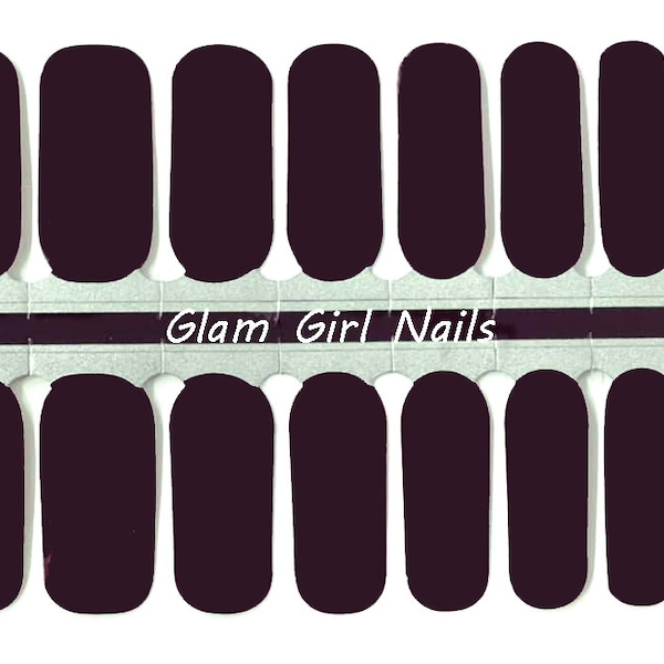 Midnight Black Solid Nail Polish Strips / Nail Wraps / 100% Nail Polish / Nail Art / No Dry Nail Polish