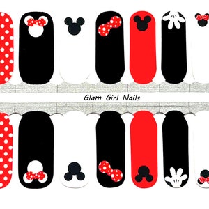 Mickey Mouse and Minnie Minnie Nail Polish Strips / Nail Wraps / Nail Stickers / Accent Nails