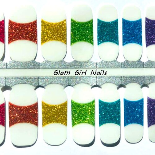 Rainbow French Manicure Nail Polish Strips / Nail Wraps Etsy