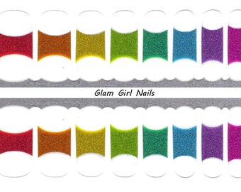 Rainbow French Manicure Nail Polish Strips / Nail Wraps