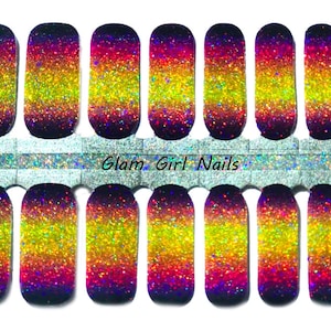 Purple Ombre Sparkle Glitter Nail Polish Strips / Nail Wraps / Nail Art / Nail Polish Decals / No Dry Nails