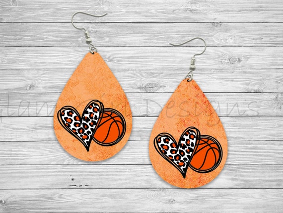 Basketball Love Mama Leopard Sublimation Earring Designs Template PNG,  Instant Digital Download, Earring Blanks Design, Printable, 