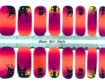 Sunset at the Graveyard Spooky Halloween Nail Polish Strips / Nail Wraps