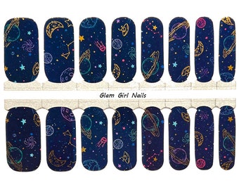 Intergalactic Space Planets Nail Polish Strips / Nail Wraps