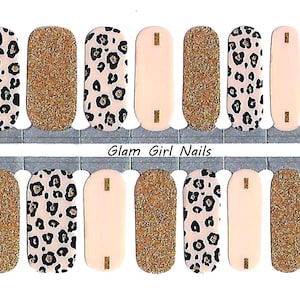 Chic Leopard Sparkle Animal Print Nail Polish Strips / Nail Wraps / Nail Art / Nail Stickers / Stick On Nails / No Dry Manicure