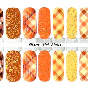 Fall Plaid Nail Polish Wrap Stickers