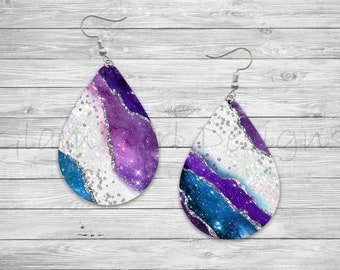 Blue and Purple Marble Sparkle Sublimation Earring Designs Template PNG, Instant Digital Download, Earring Blanks Design, Printable,