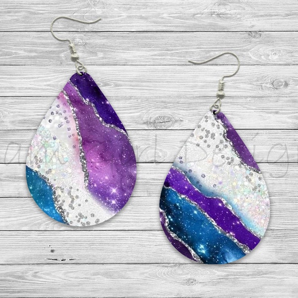 Blue and Purple Marble Sparkle Sublimation Earring Designs Template PNG, Instant Digital Download, Earring Blanks Design, Printable,