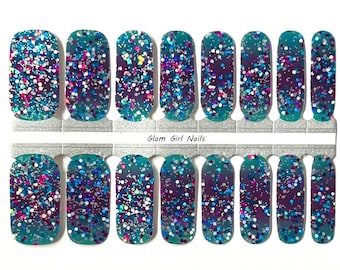 Mermaid Chunky Glitter Nail Polish Strips / Nail Wraps / Nail Art / Nail Stickers / Accent Nails