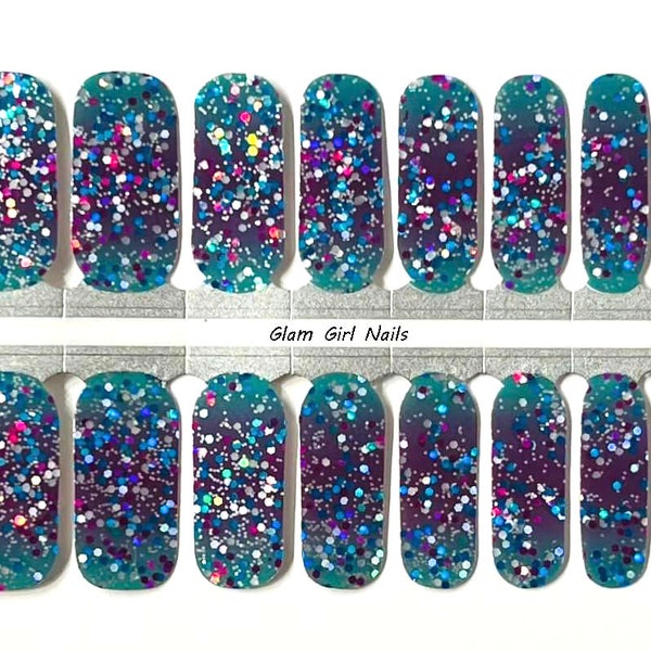 Mermaid Chunky Glitter Nail Polish Strips / Nail Wraps / Nail Art / Nail Stickers / Accent Nails