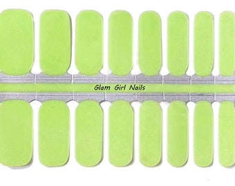 Neon Green Sparkle Glitter Polish Strips / Nail Polish Wraps