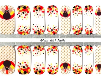 Thanksgiving Turkey Sparkle Nail Polish Strips / Nail Wraps