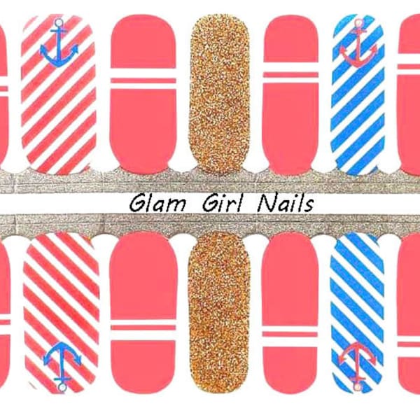 Sails Away Nautical Nail Polish Strips / Nail Wraps