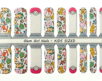 KIDS SIZED Pokémon Pikachu Nail Polish Strips / Nail Wraps / Nail Stickers / Nail Designs