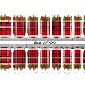 Deck The Halls Plaid Christmas Nail Polish Strips / Nail Wraps