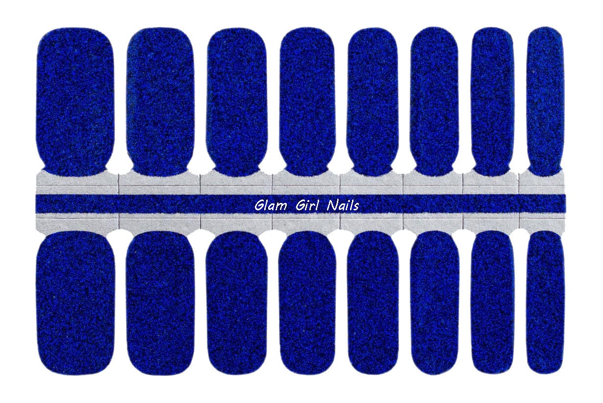 Royal Blue Sparkle Glitter Polish Strips / Nail Polish Wraps / Nail Polish Decals