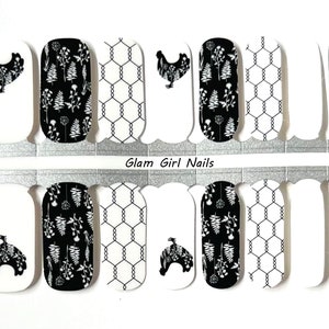 Chicken Coop White Background Nail Polish Strips / Nail Wraps / Nail Stickers / Accent Nails / No Dry Nail Polish / Nail Decals