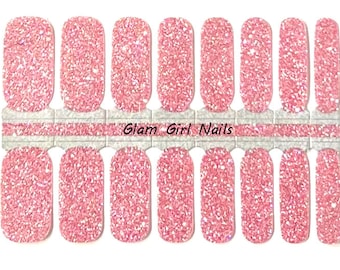 Bubblegum Pink Sparkle Nail Polish Strips / Nail Polish Wraps