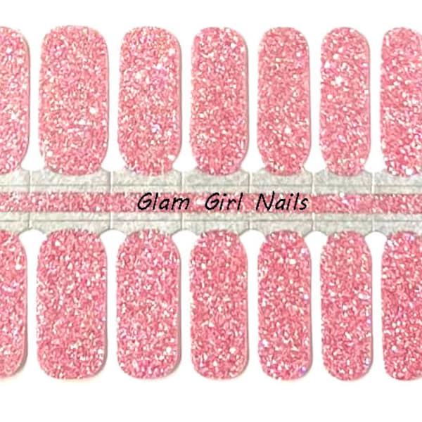 Bubblegum Pink Sparkle Nail Polish Strips / Nail Polish Wraps