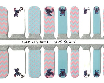 KIDS SIZED Lilo and Stitch Nail Polish Strips / Nail Wraps / Nail Polish Stickers / Accent Nails / Zero Dry Nails