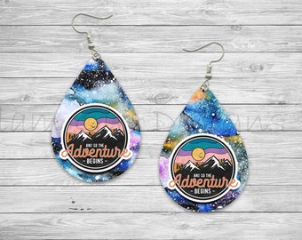 Adventure Mountain Hiking Sublimation Earring Designs Template PNG, Instant Digital Download, Earring Blanks Design, Printable,