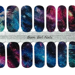 Milky Way Galaxy Sparkle Nail Polish Strips / Nail Wraps / Nail Stickers