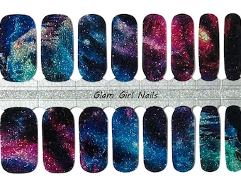 Milky Way Galaxy Sparkle Nail Polish Strips / Nail Wraps / Nail Stickers